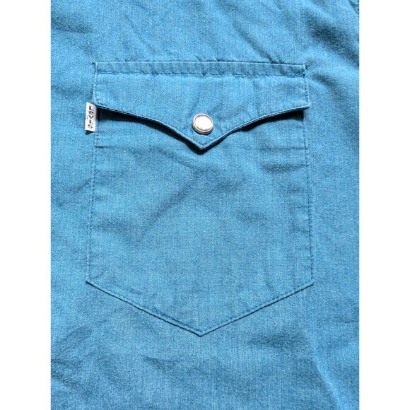Levis Sleeveless Denim Shirt L Blue Standard Fit Button-Front - Picture 3 of 5